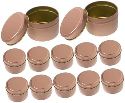 Zerodeko 12pcs Rose Gold Candle Tins with Lids for DIY Crafting
