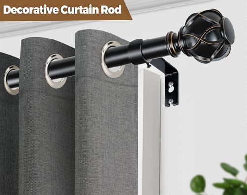 KAMANINA Black Curtain Rod 72-144 Inches Heavy Duty