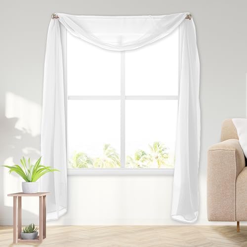 Elegant Comfort Sheer Curtain Valance - 55 X 216 Inch White Panel