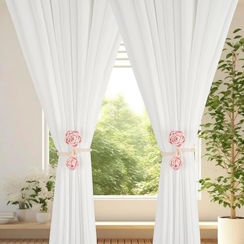 SUQ I OME 2-Piece Handmade Artificial Flower Curtain Holdbacks