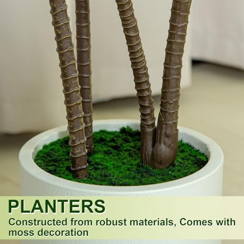 VIVATREES 6FT Artificial Dracaena Tree with White Planter