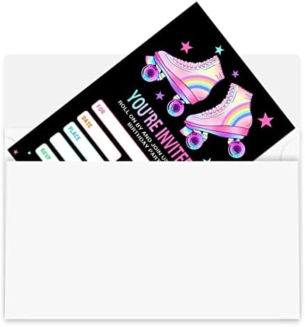 Skating Party Invitations with Envelopes Black