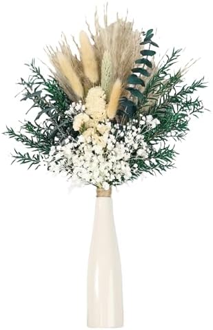 xins convey Dried Flower Bouquet with Ceramic Vase Green