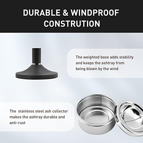 Anfrere Standing Ashtray Outdoor Large Tall Metal Ash Tray