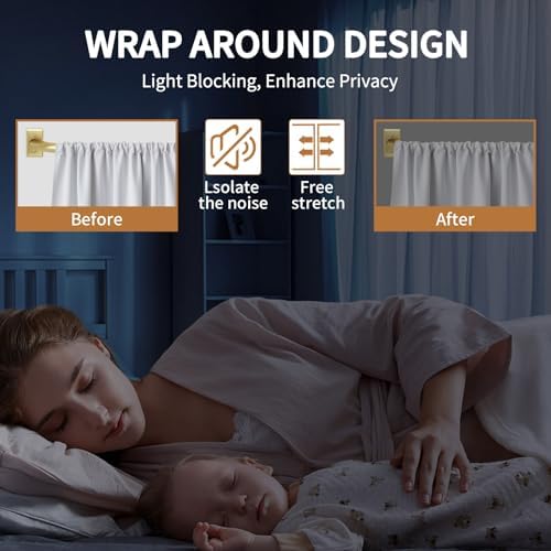 Gold Wrap Around Curtain Rod for Windows 28-48 Inches
