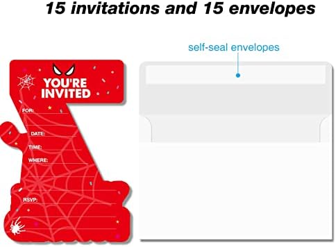 Superhero 7th Birthday Invitations with Envelopes 20 Count