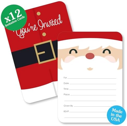 Jolly Santa Claus Shaped Fill-In Invitations Set of 12
