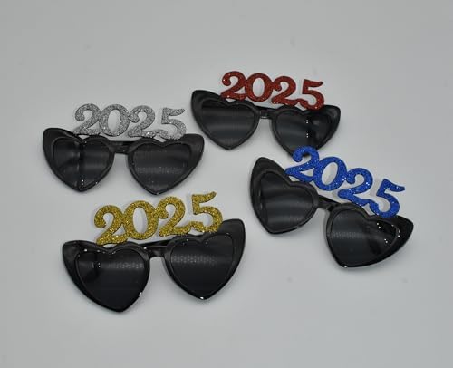 4PCS Glitter Plastic Heart Glasses 2025 Party Props