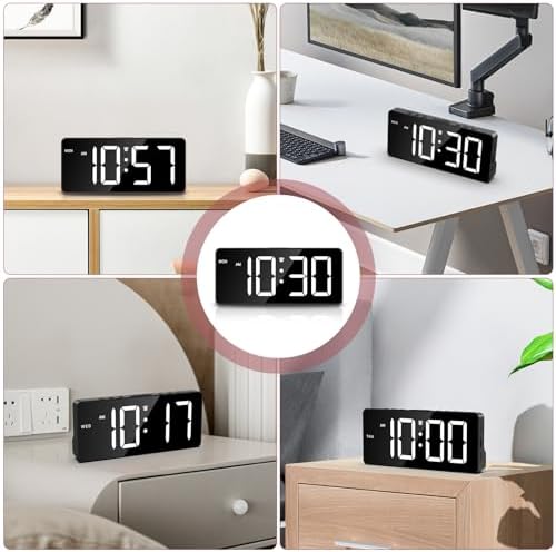 LOFICOPER 7 Inch Digital Alarm Clock with Dual Alarms