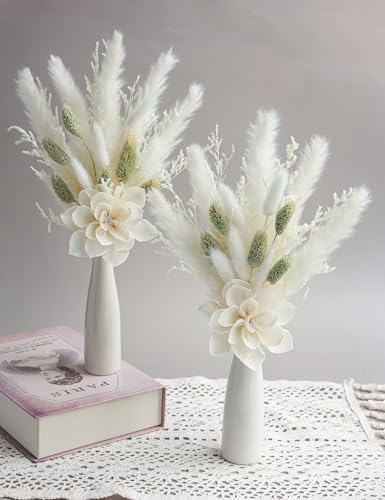 Dried Flower Bouquet with Ceramic Vase Set