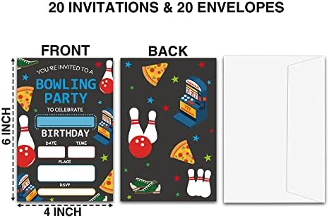 Bowling Theme Birthday Invites with Envelopes 20-Pack