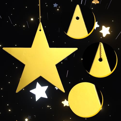 24 Pcs Gold Cardboard Star Cutouts for Decorations
