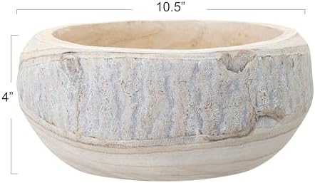 Bloomingville Hand-Carved Paulownia Wood Bowl 105 in Diameter