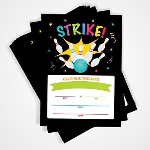 Bowling Party Kids Birthday 20 Invitations Envelopes