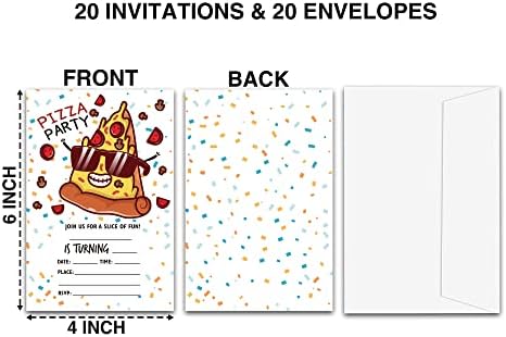 Pizza Party Birthday Invitations 20-Pack with Envelopes 1