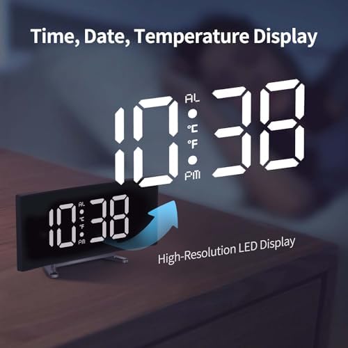 LED Digital Alarm Clock for Bedroom with Snooze and Temperature