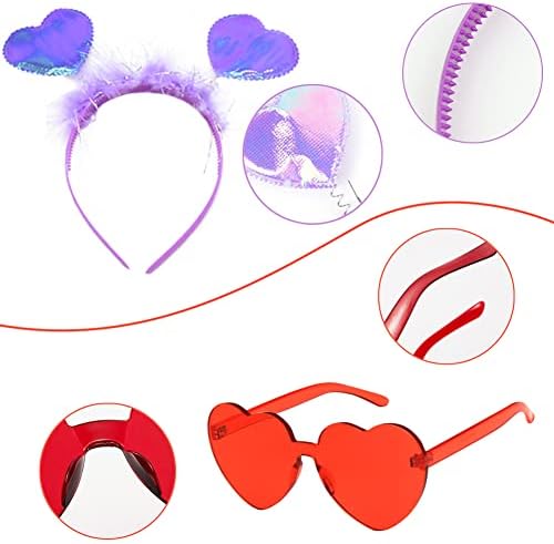 12Pcs Valentine Heart Headbands and Sunglasses for Kids Adults