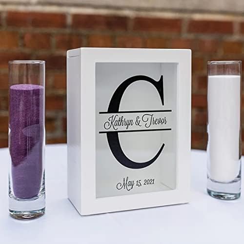 Personalized White Shadow Box Frame for Unity Sand Ceremony