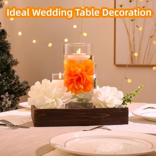 24 Pcs Floating Candles and Artificial Flowers for Centerpieces