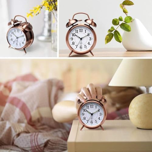 Azyh Loud Alarm Clock for Heavy Sleepers Red Brown