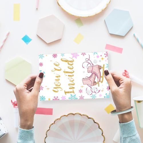 Ice Skating Birthday Invitations Set of 20 with Envelopes