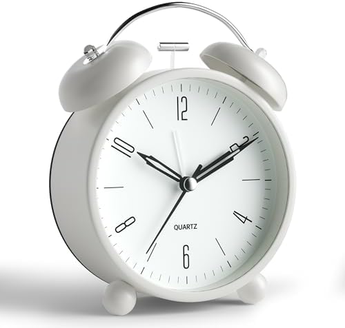Twin Bell Alarm Clock with Night Light and Super Silent Hand