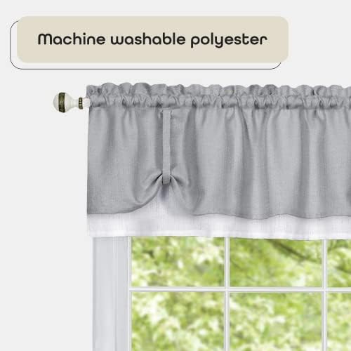 Soft Window Darcy Curtain Valance in Grey and White