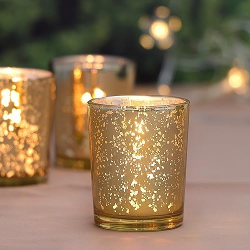 Gold Tea Light Candles Holders for Wedding Centerpieces 24Pcs