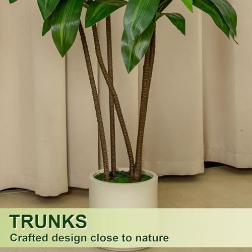 VIVATREES 6FT Artificial Dracaena Tree with White Planter