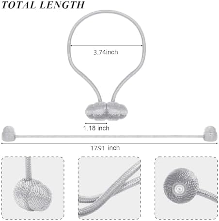 Tifanso Gray Magnetic Curtain Holdbacks 4pcs
