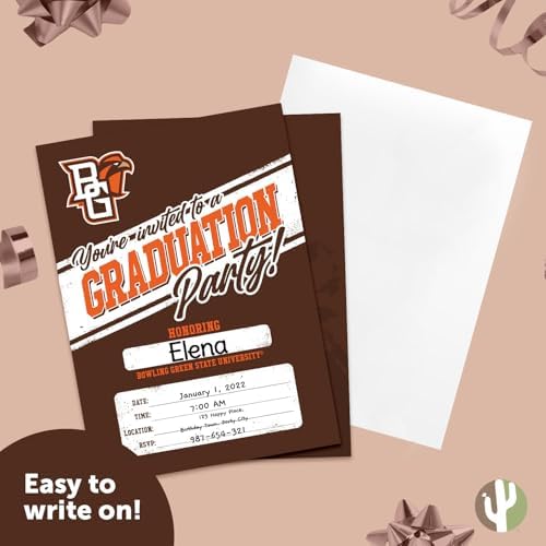 Desert Cactus BGSU Graduation Party Invitations 5x7 10 Count With Envelopes