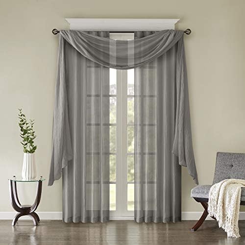 Madison Park Harper Sheer Curtain - 42 x 144 Grey