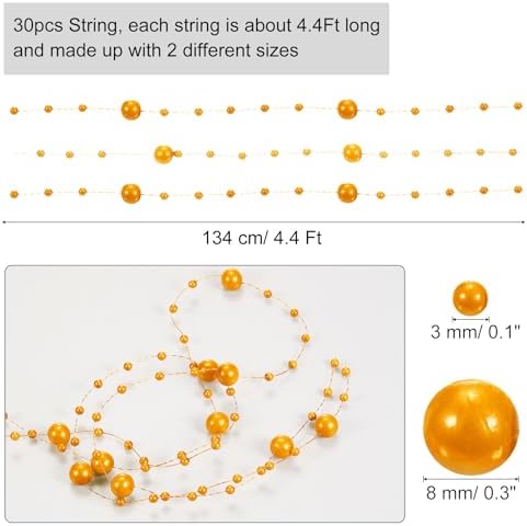 Uxcell 30pcs Artificial Pearl String for Floating Candle Orange
