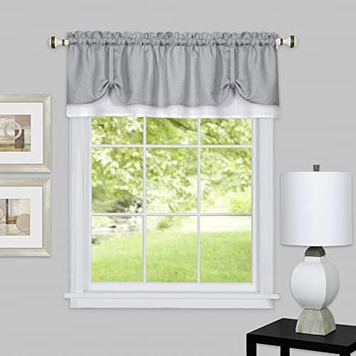 Soft Window Darcy Curtain Valance in Grey and White