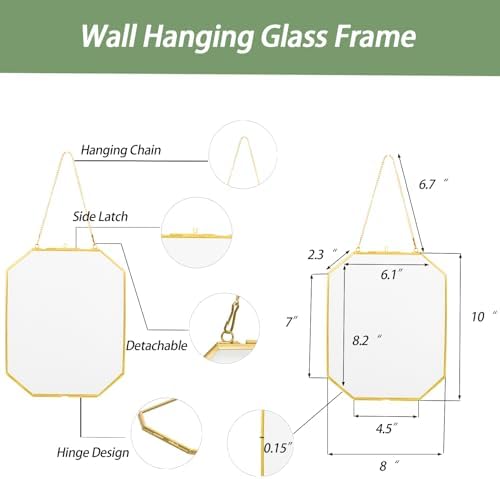8x10 Inch Gold Pressed Flower Frame with Chain