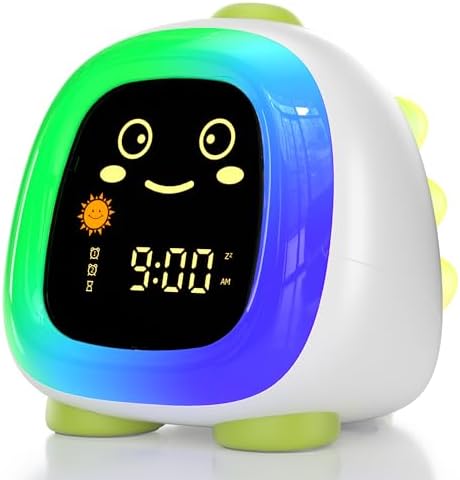 ANALOI Kids Alarm Clock with Night Light and Dinosaur Design