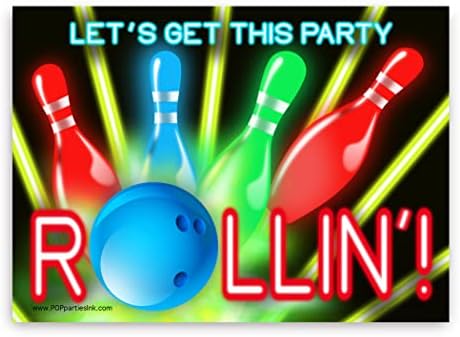 POP parties Ink Bowling Party Invitations Glow Red