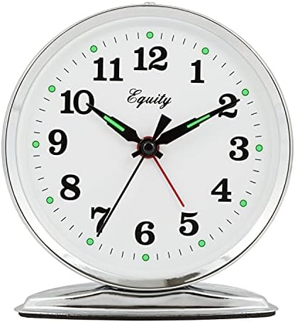 Equity 24014 Wind Up Loud Bell Metal Alarm Clock Pack of 1 Silver