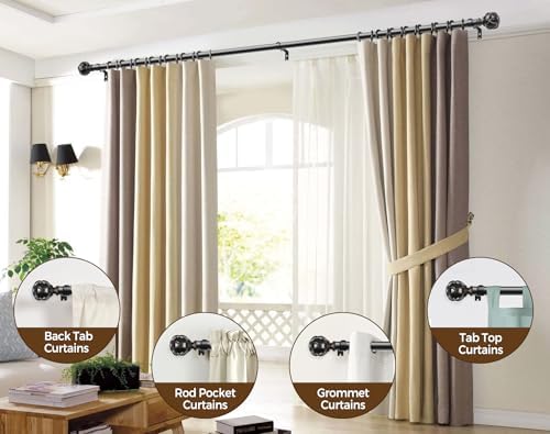 KAMANINA Black Curtain Rod 72-144 Inches Heavy Duty