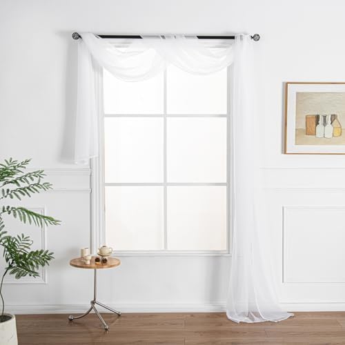 Wpm White Sheer Window Scarf Valance 38x216