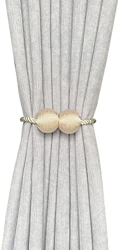 Melaluxe 6 Pack Magnetic Curtain Holdbacks Beige