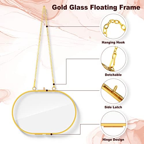 Reginary 9 Pcs Gold Brass Pressed Flower Frames
