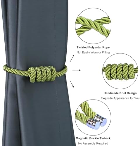 BEL AVENIR Magnetic Curtain Tiebacks 2 Pack Green