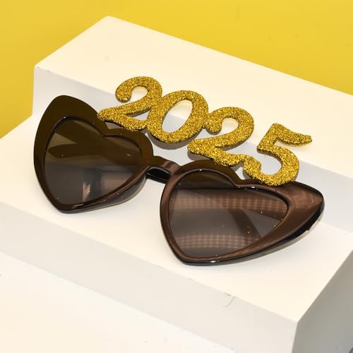 4PCS Glitter Plastic Heart Glasses 2025 Party Props