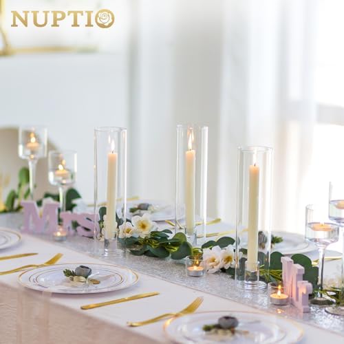 NUPTIO Windproof Hurricane Candle Holder 6 Pcs