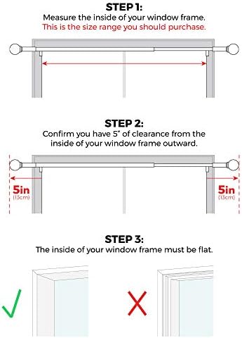 Zenna Home Adjustable Tension Curtain Rod with Decorative Finials