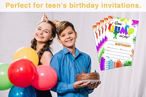 Trampoline Birthday Invites with Tie Dye Design