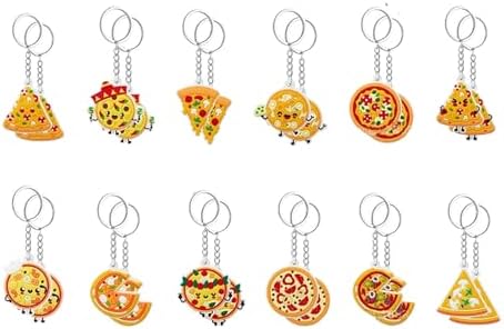 24Pcs Pizza Keychains Party Favors