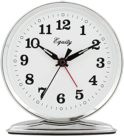 Equity 24014 Wind Up Loud Bell Metal Alarm Clock Pack of 1 Silver