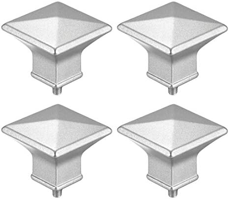 Uxcell Curtain Rod Finials 4pcs Square Silver